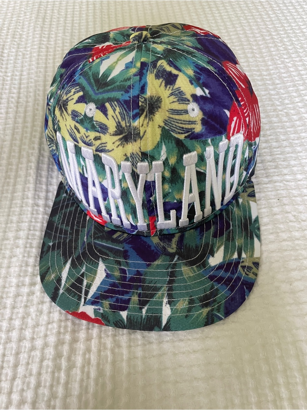 Floral Multicolor Snapback Hat with Bold Maryland Embroidery